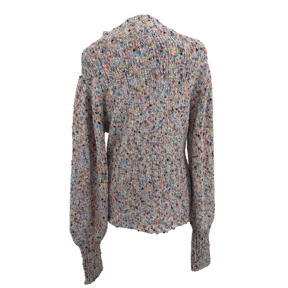 Q&A Multicolor Speckles Knit Chunky Womens Crewneck Long Puff Sleeves XL Sweater - Picture 2 of 10